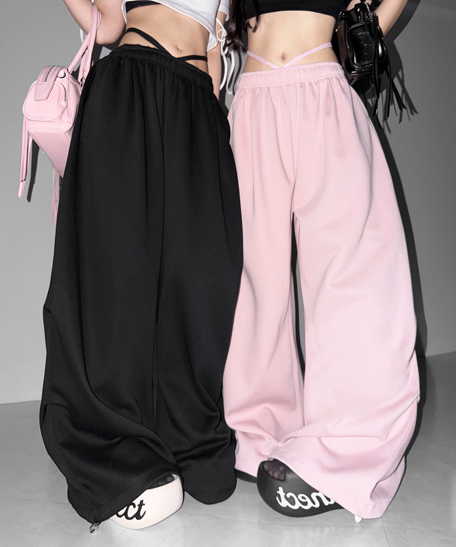 ウエストストリングタックワイドスウェットパンツ / waist string tack wide sweat pants