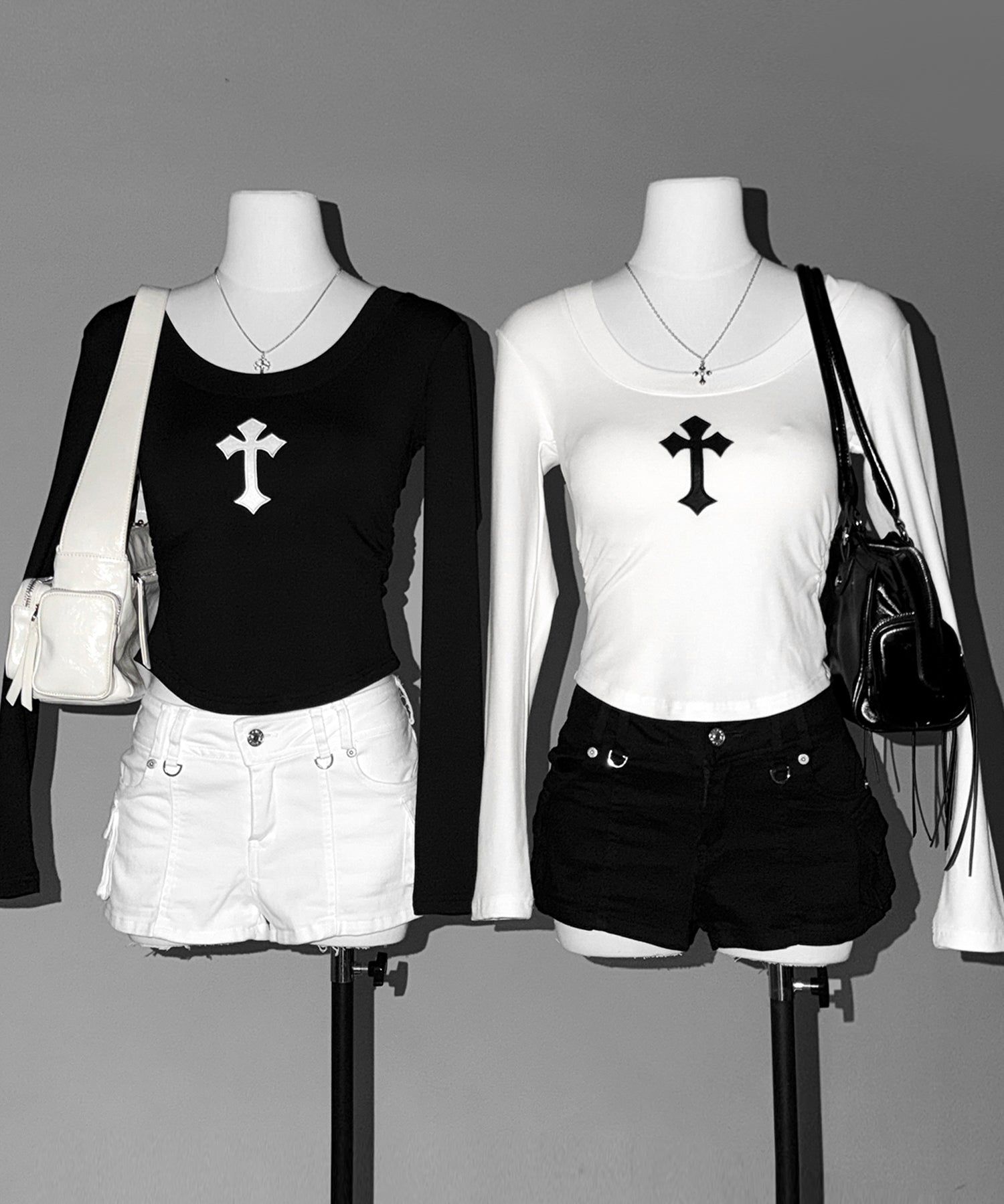 クロスパッチスーパーフィットスリムロンT / Cross-patch super fit slim long-sleeve T-Shirt