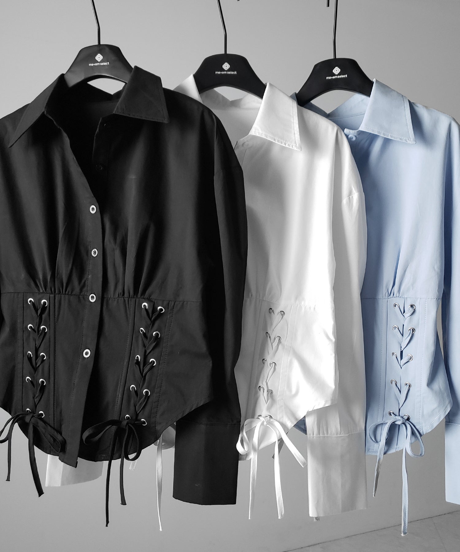 ダブルレースアップリボンシャツ / double lace up ribbon shirts