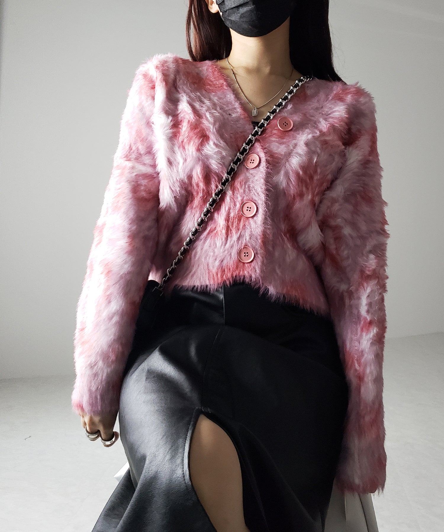 【 2color 】レオパードマーブルシャギーニットカーディガン / reopard marble knit shaggy cardigan