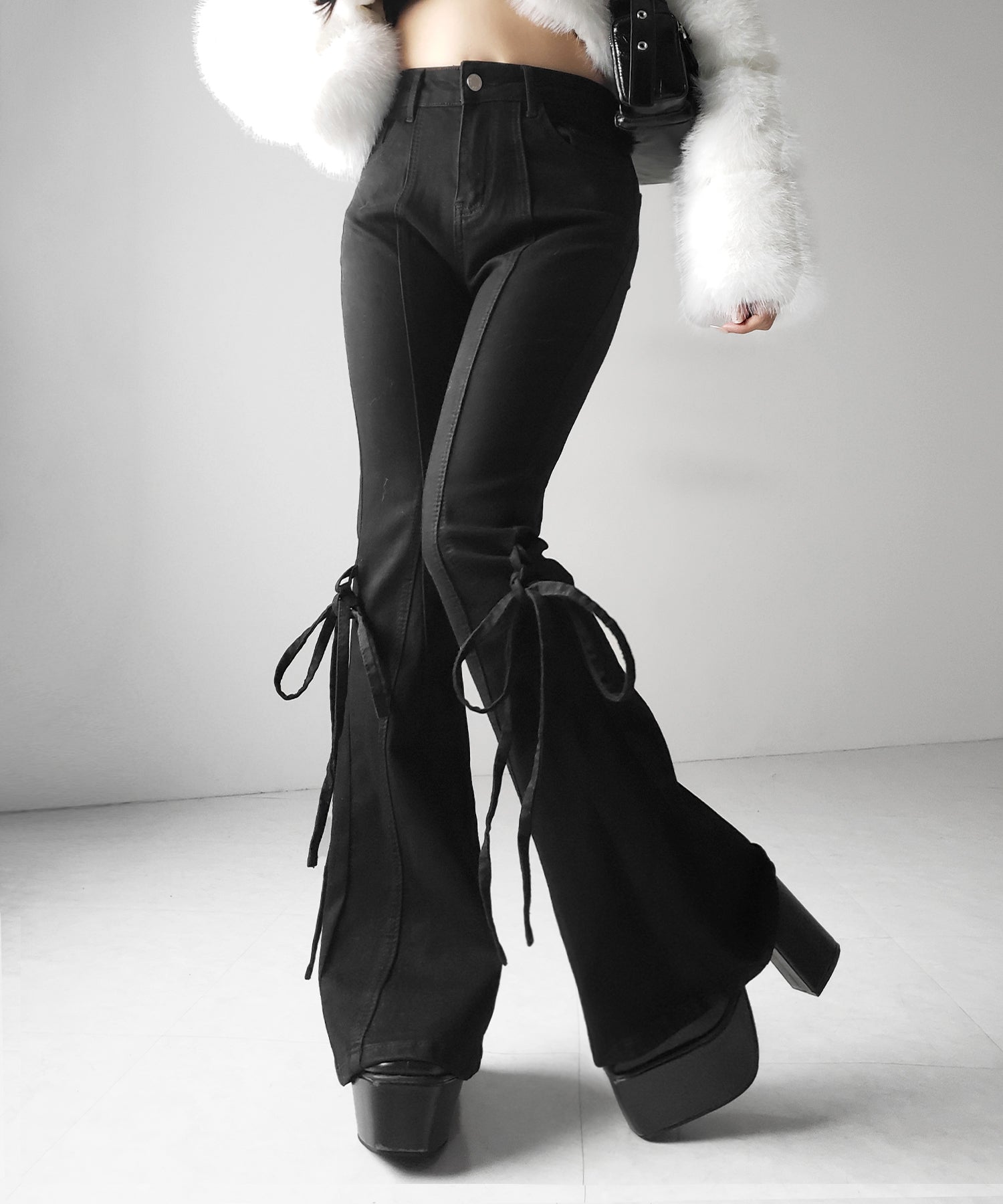 ストラップリボンヴィンテージストレッチフレアデニム / strap ribbon vintage stretch flare denim