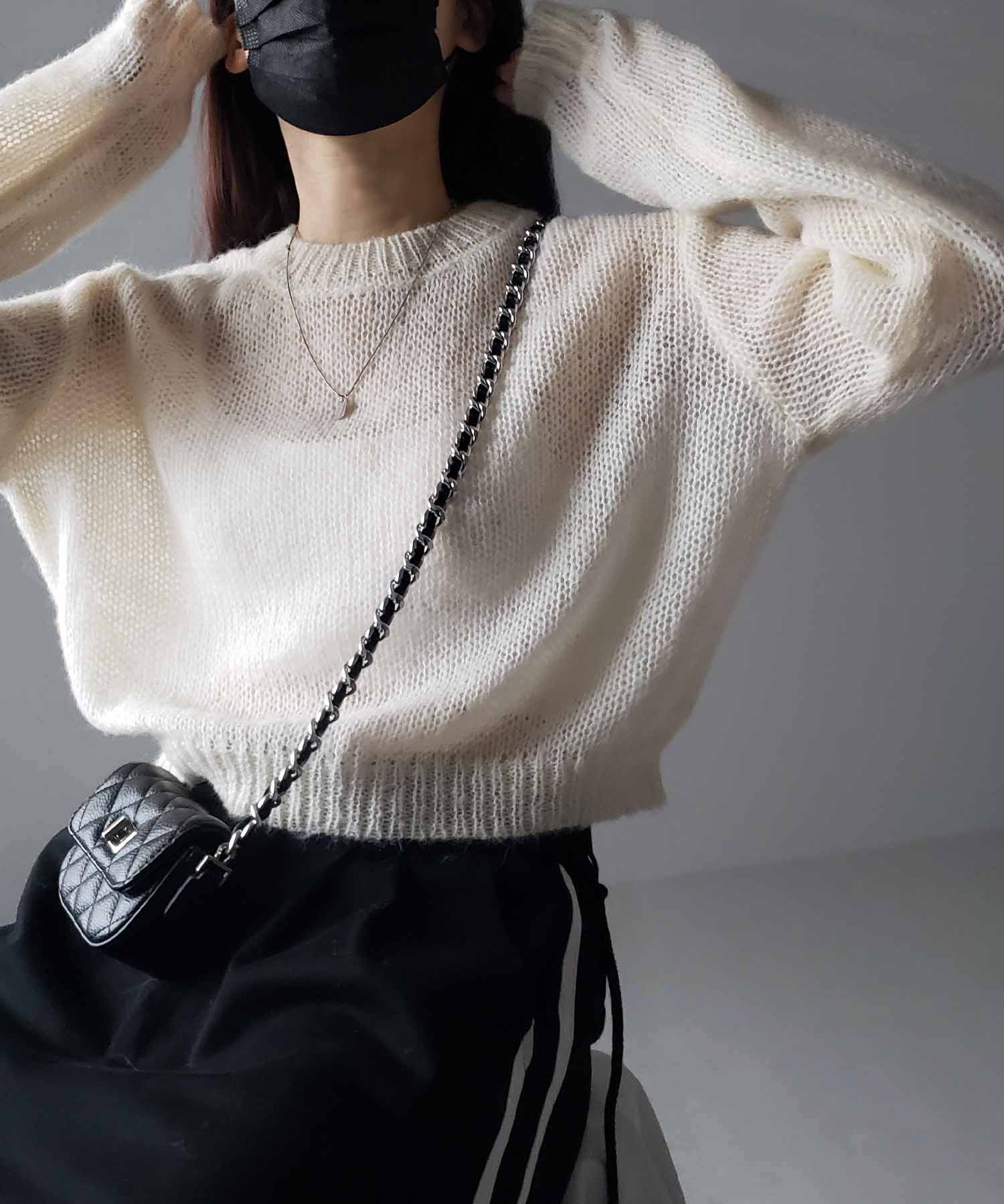 【 4color 】モヘアライクショートシアーニット