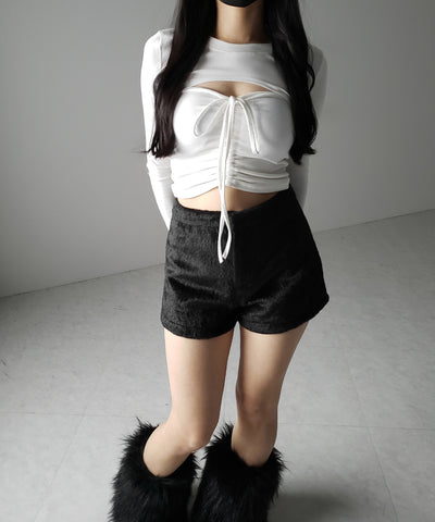 【 2点セット 】フロントリボンベアトップス & ショートレイヤードトップス SET / front ribbon bare tops & short layered tops SET