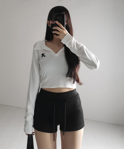 M LOGO スキッパーショートTシャツ / M LOGO skipper neck short T-shirt