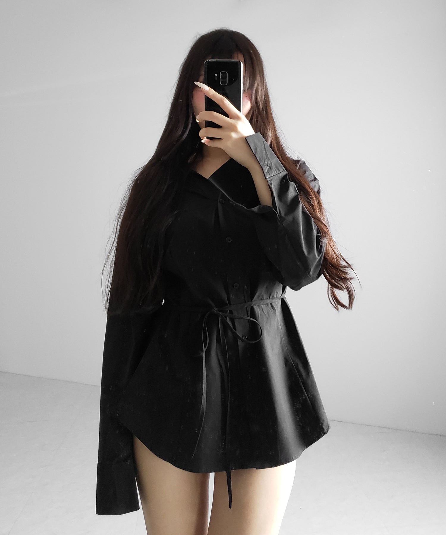 ストラップリボンレディフレアシャツ / strap ribbon lady flare shirts