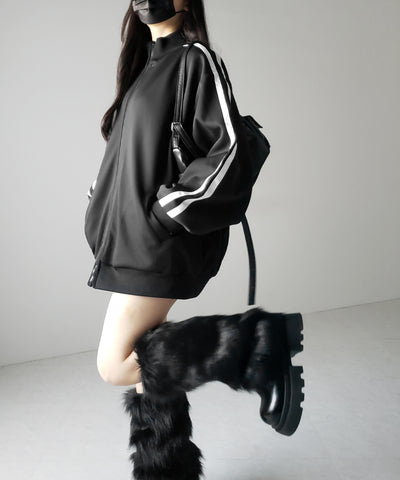 【 無地/配色を選べる2color 】サイドラインオーバーサイズトラックジャケット / sideline oversize track jacket