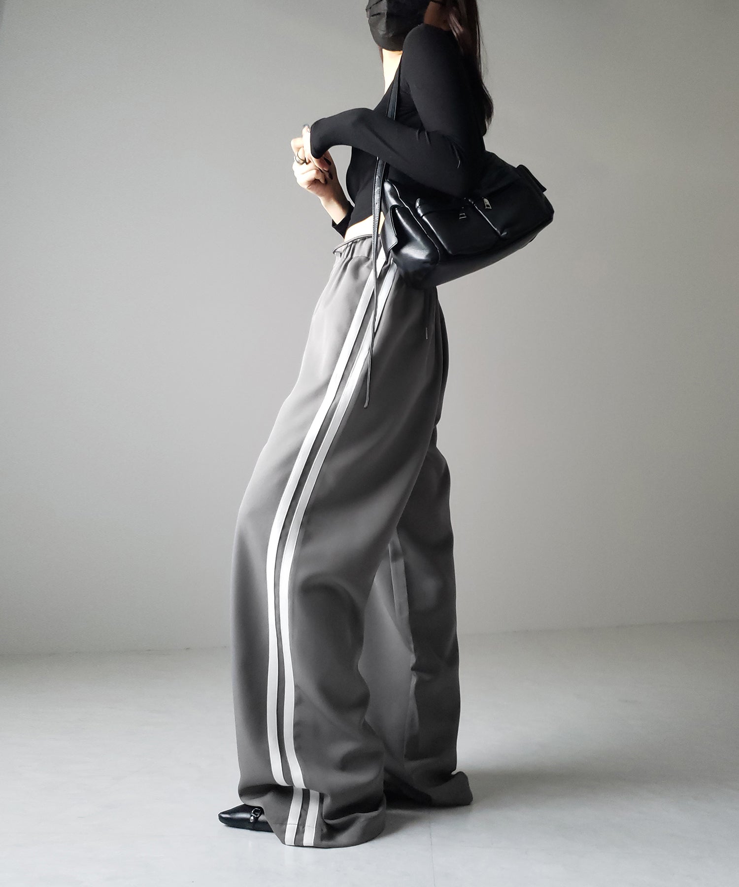 【 3size/3color 】2WAYドロストサイドラインルーズトラックワイドパンツ