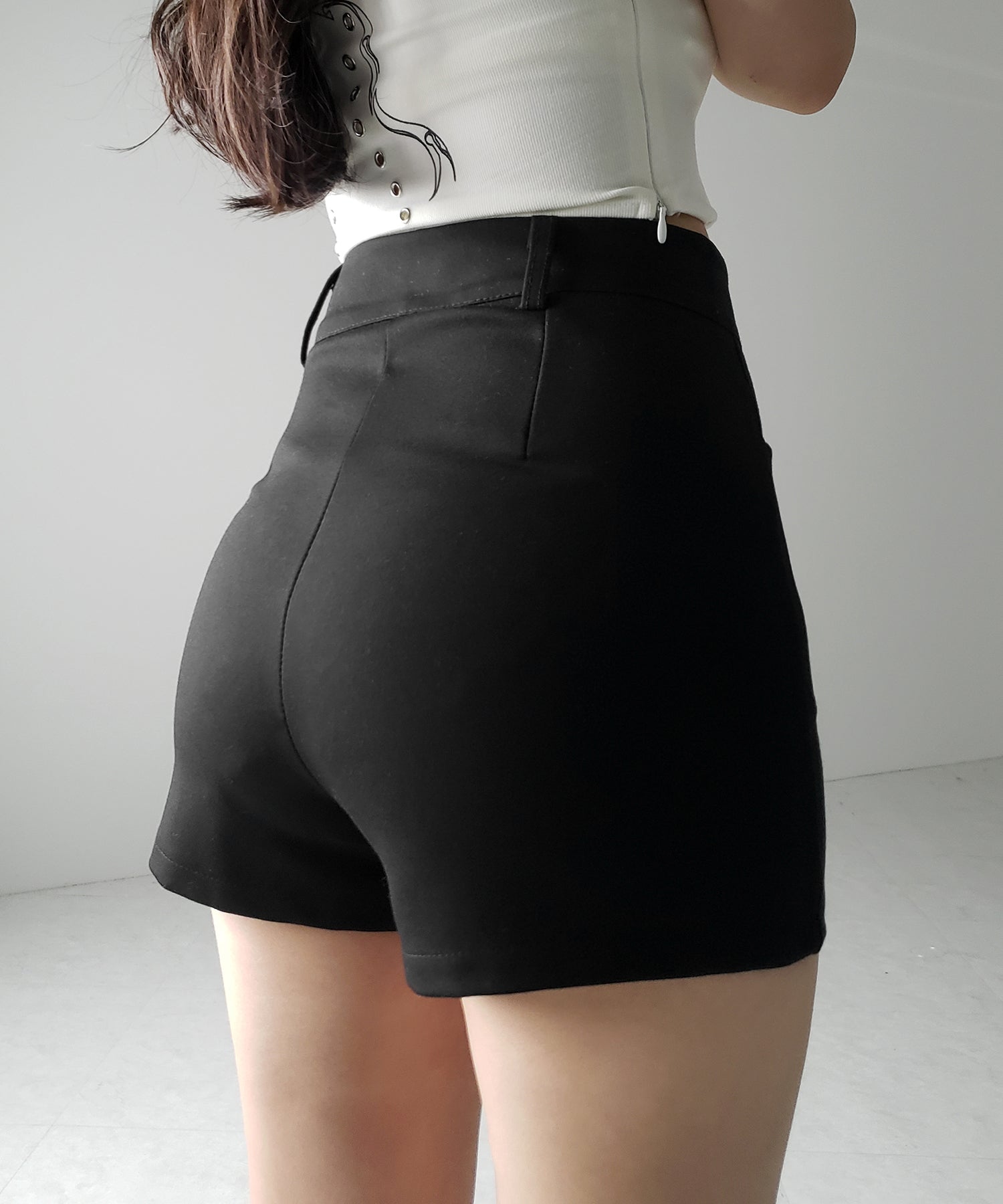 【 2color /4size 】ハイウエストタイトスパンショートパンツ / high waist tight span short pants