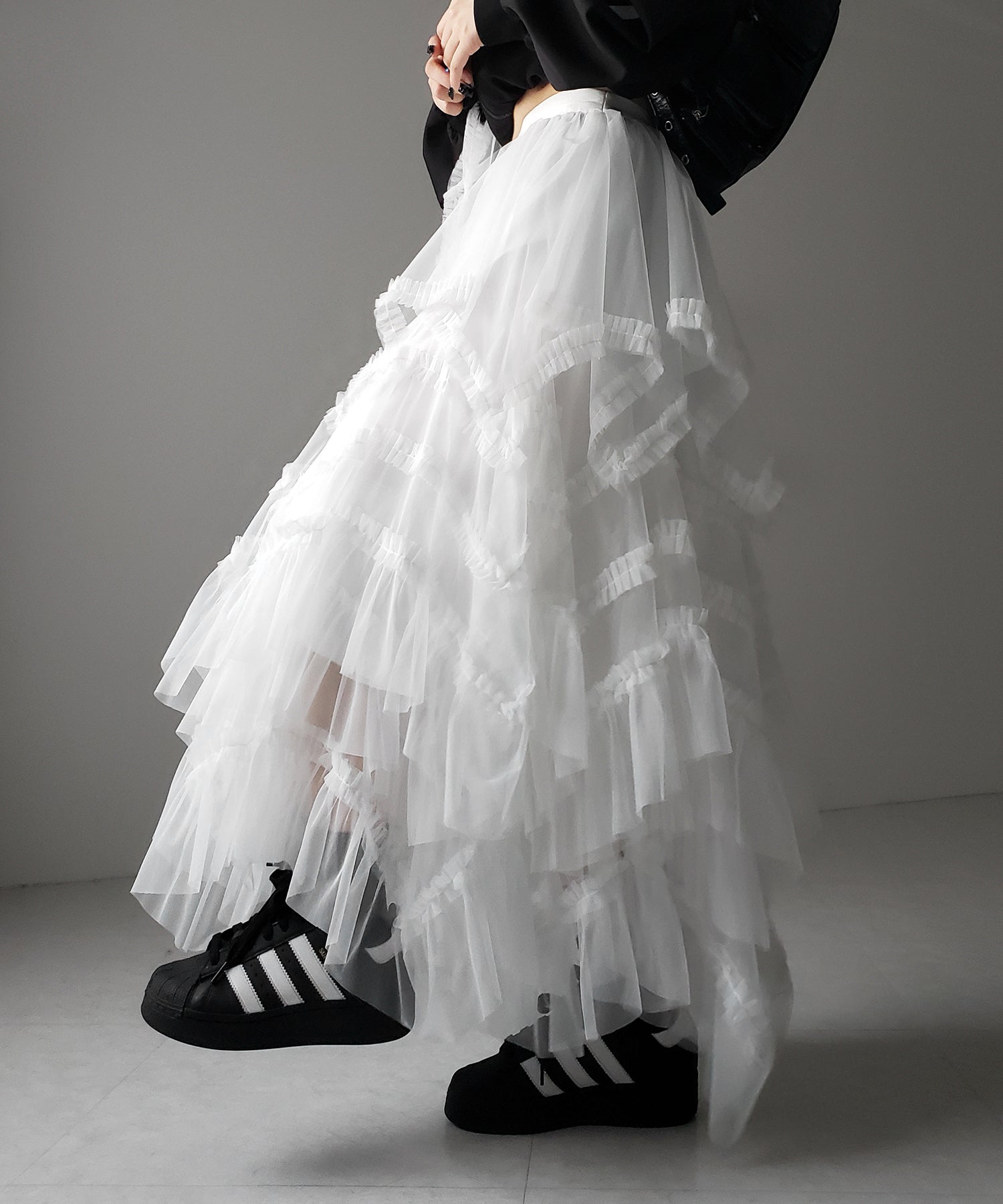 レイヤードボリュームフリルチュールスカート / layered volume frill tulle skirt