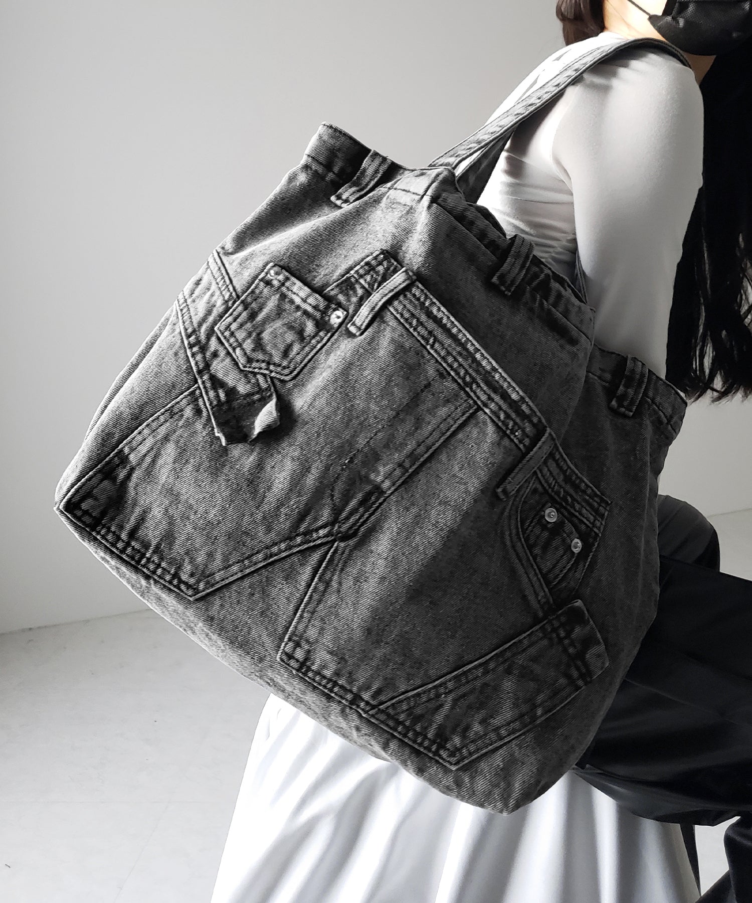 ヴィンテージドッキングウォッシュデニムバッグ / vintage docking washed denim bag