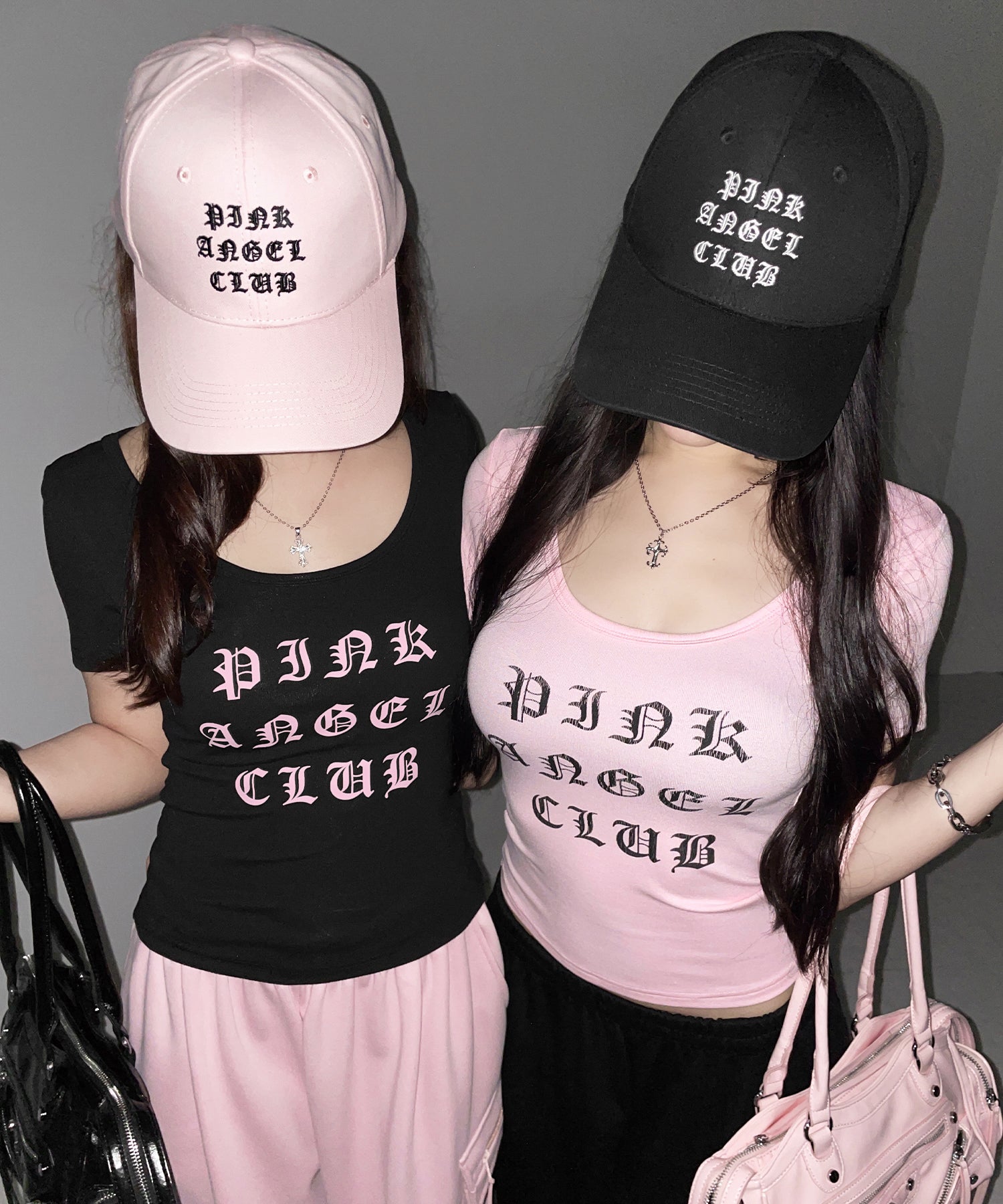 【 PINK ANGEL CLUB 】 GRUNGE LOGO embroidery CAP / グランジロゴ刺繍キャップ