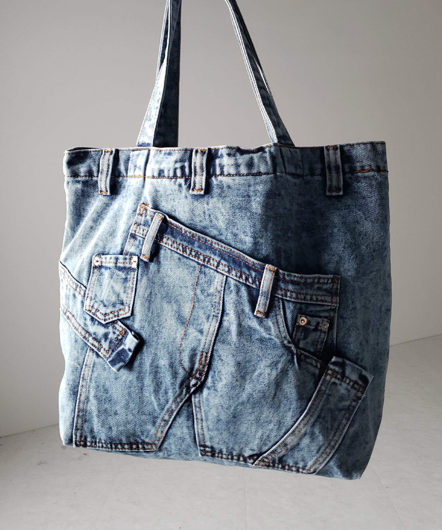 ヴィンテージドッキングウォッシュデニムバッグ / vintage docking washed denim bag