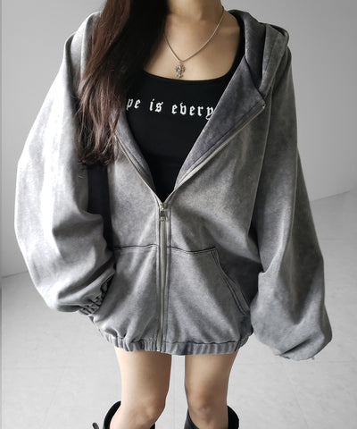 ピグメントヴィンテージ加工ジップアップパーカー / Pigment vintage zip-up hoodie