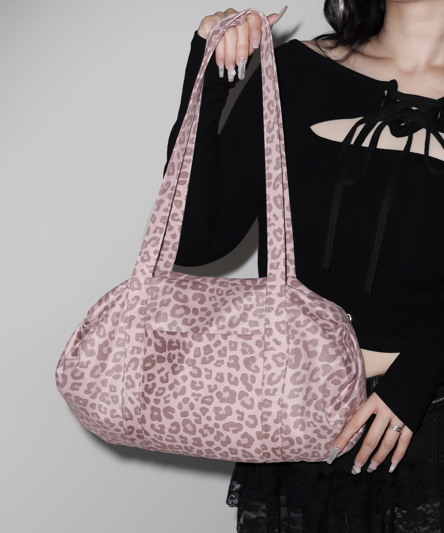 ヴィンテージライクピンクレオパードミニボストンショルダーバッグ / vintage like pink leopard mini boston shoulder bag