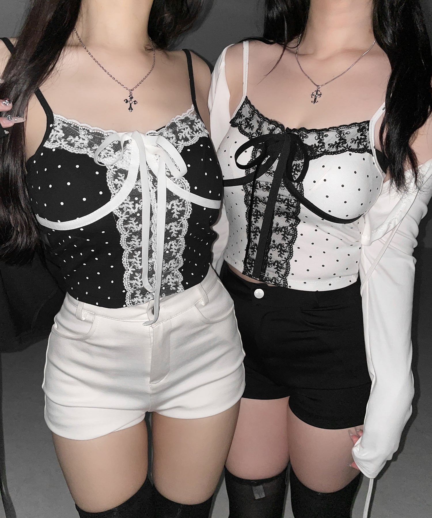 レースドッキングドットリボンキャミソール / lace dockimg dot ribbon camisole