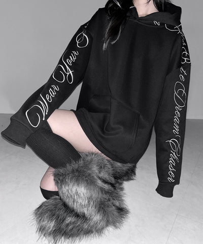 レタリングロゴ刺繍オーバースウェットパーカー /lettering logo embroidery over sweat hoodie