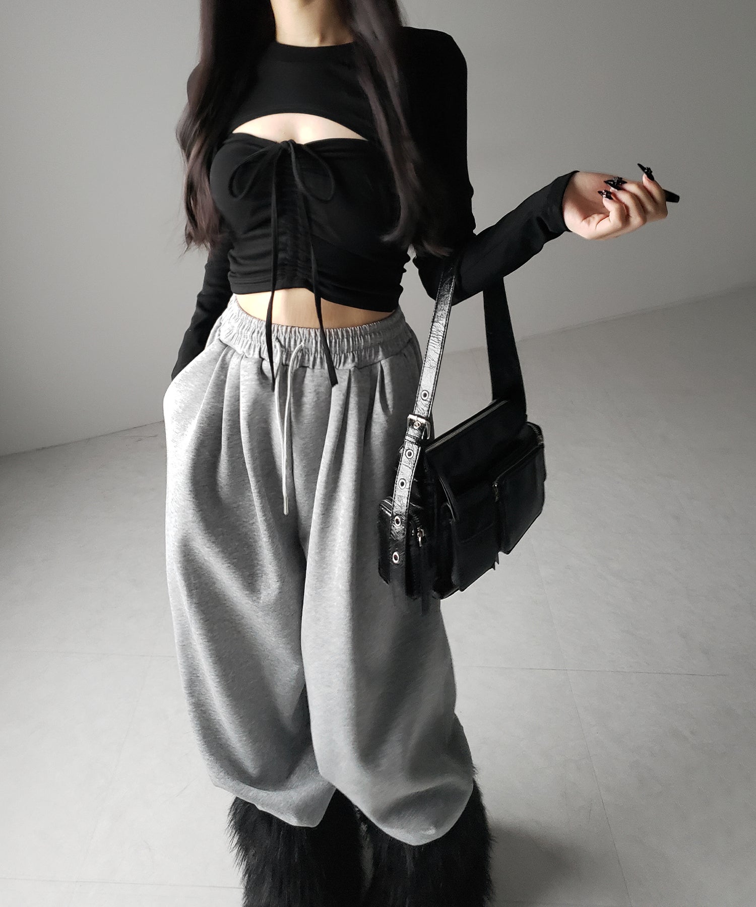 【 2点セット 】フロントリボンベアトップス & ショートレイヤードトップス SET / front ribbon bare tops & short layered tops SET