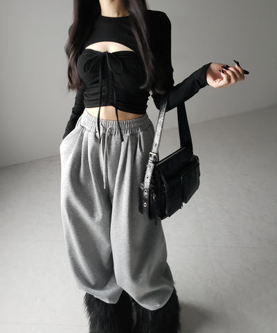 【 2点セット 】フロントリボンベアトップス & ショートレイヤードトップス SET / front ribbon bare tops & short layered tops SET