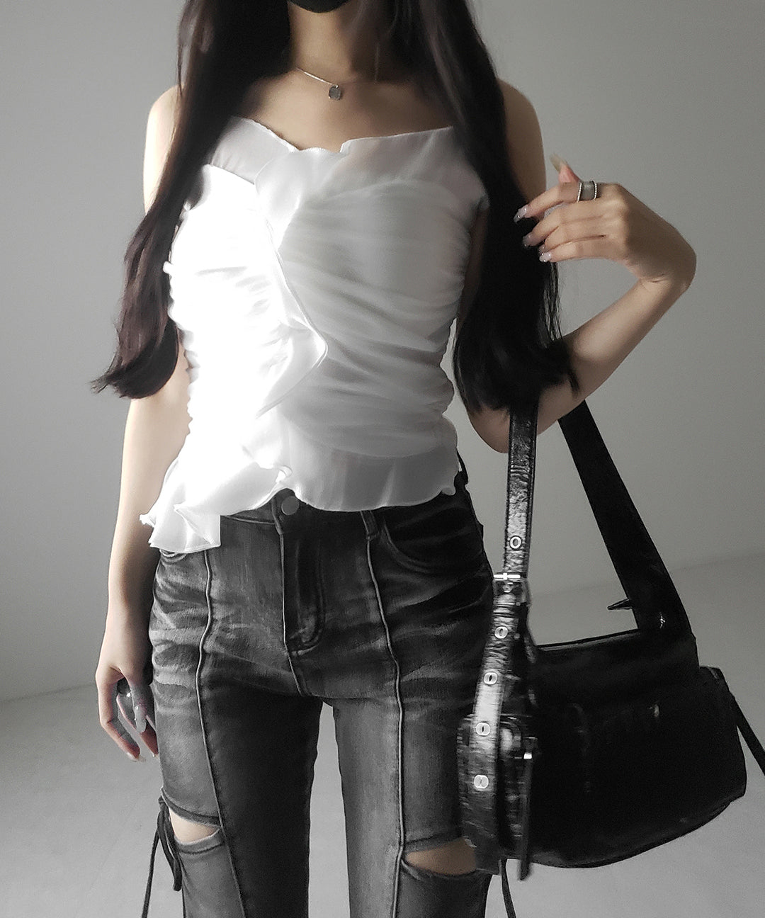 【 2color 】オーガンジーボリュームフリルビスチェ / organdy volume Frill Bustier