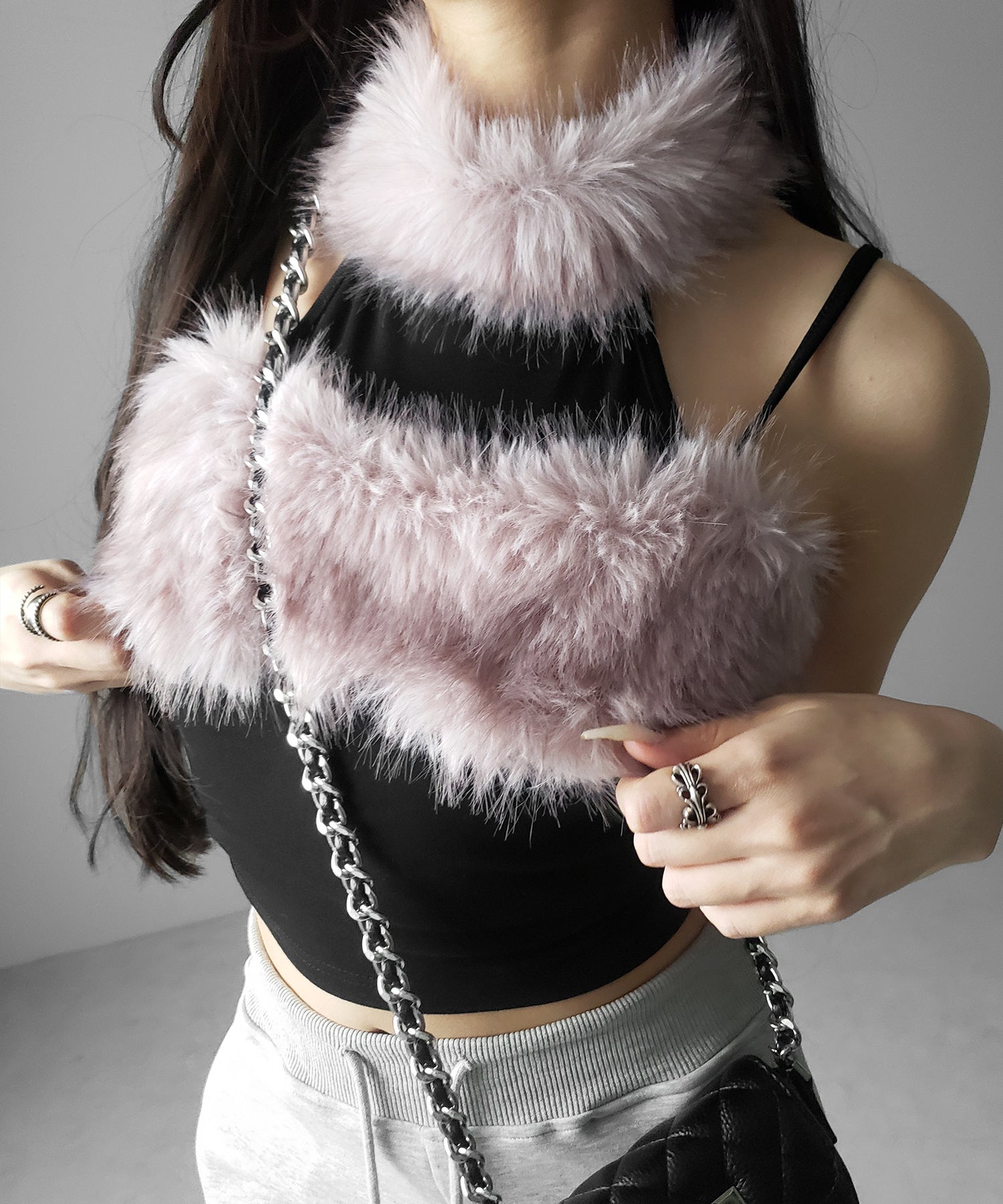 ファードッキングストラップトップス / fur docking strap tops