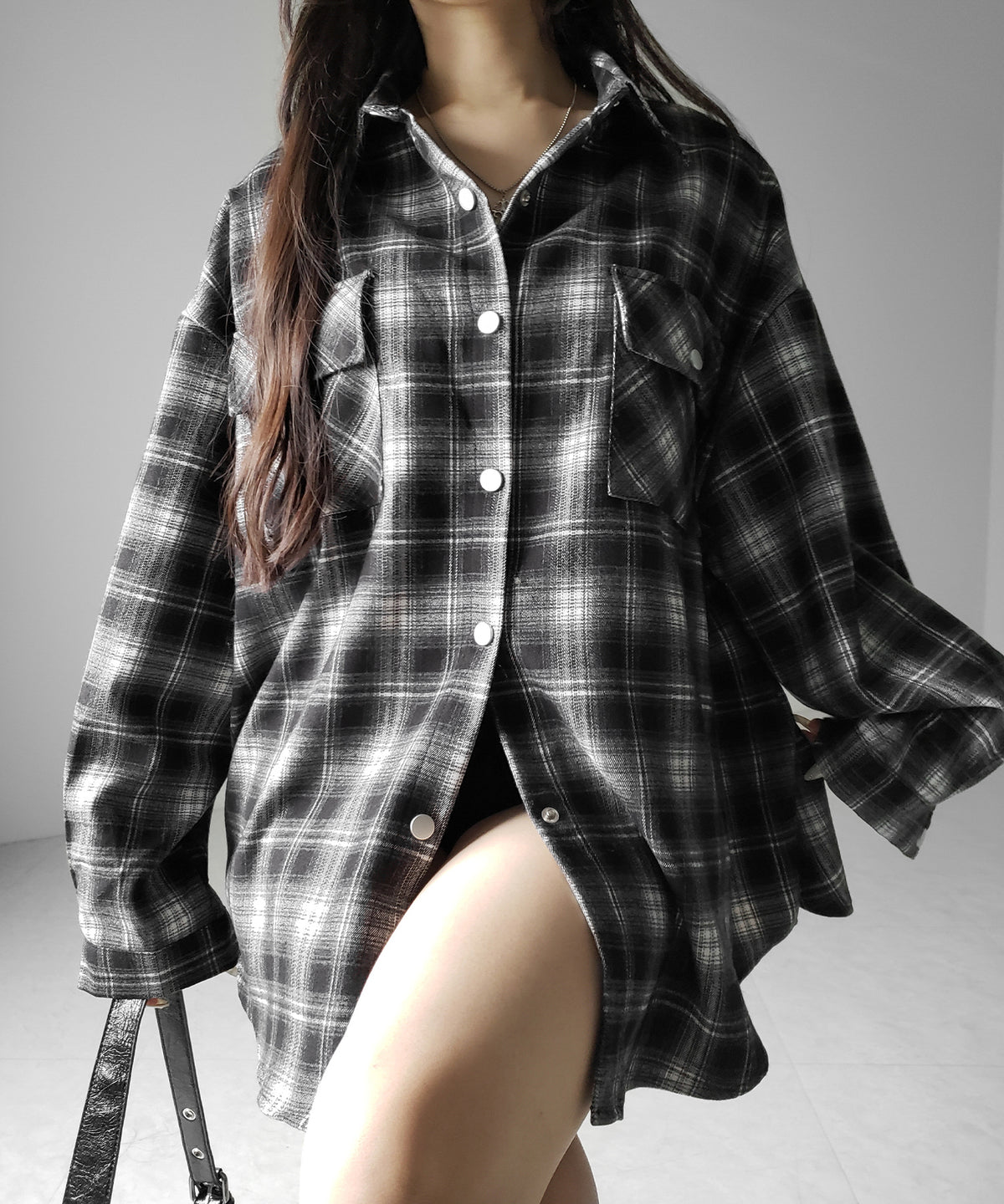 ブラックチェックオーバーフランネルシャツ / black check over flannel shirts