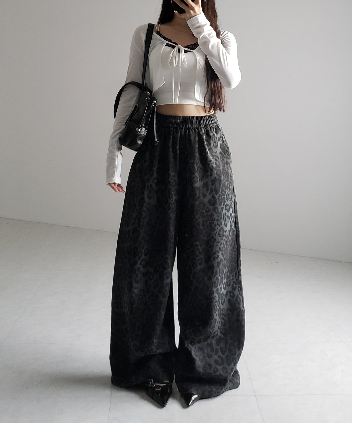 【 2color 】ヴィンテージライクレオパードツイルワイドパンツ / vintage like leopard twill wide pants