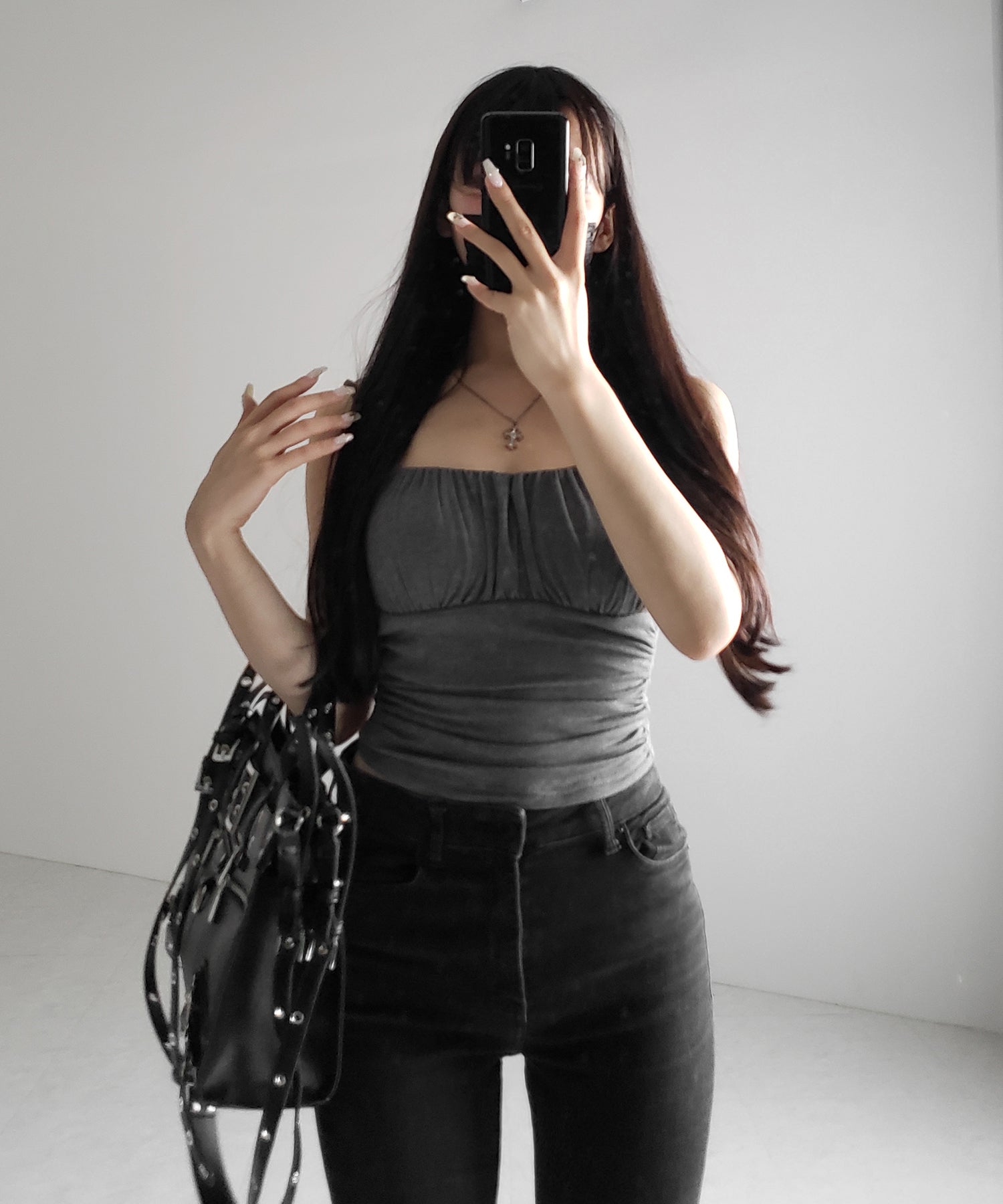 【 3color / カップ付き 】シャーリングギャザードレープキャミソール /shirring gather drape camisole