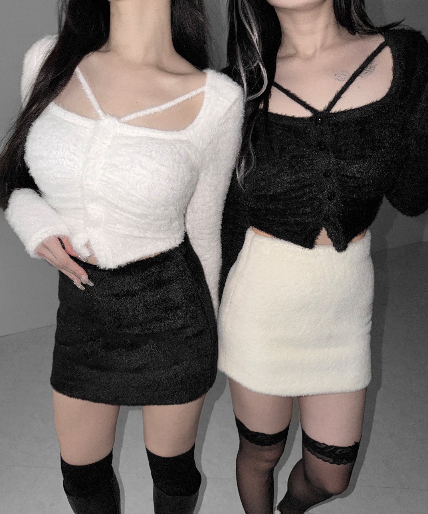 ハイウエストシャギータイトミニスカート / high waist shaggy tight mini skirt