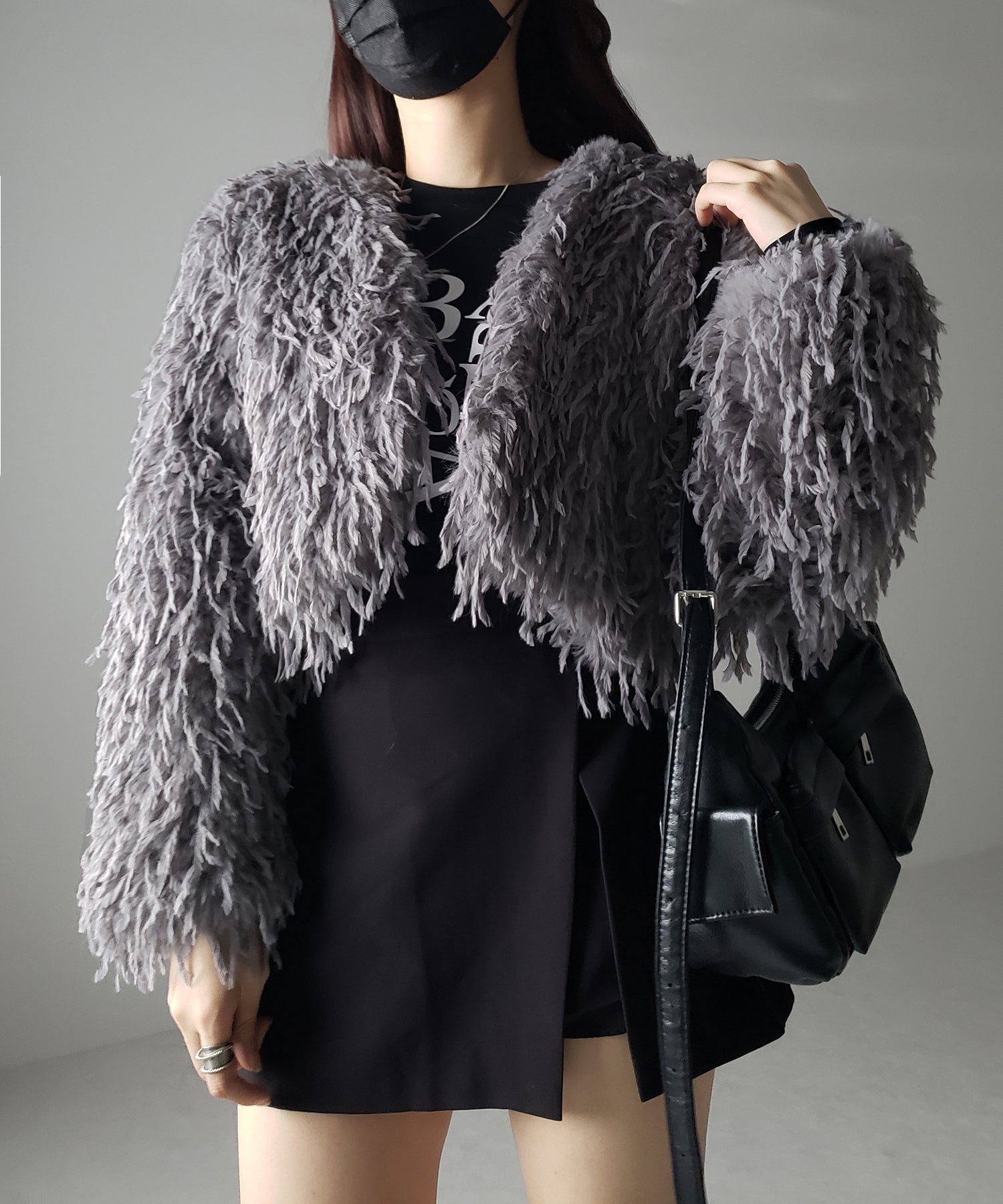 【 4color 】ムードフェザーワイドスリーブショートカーディガン/ mood feather wide sleeve short cardigan