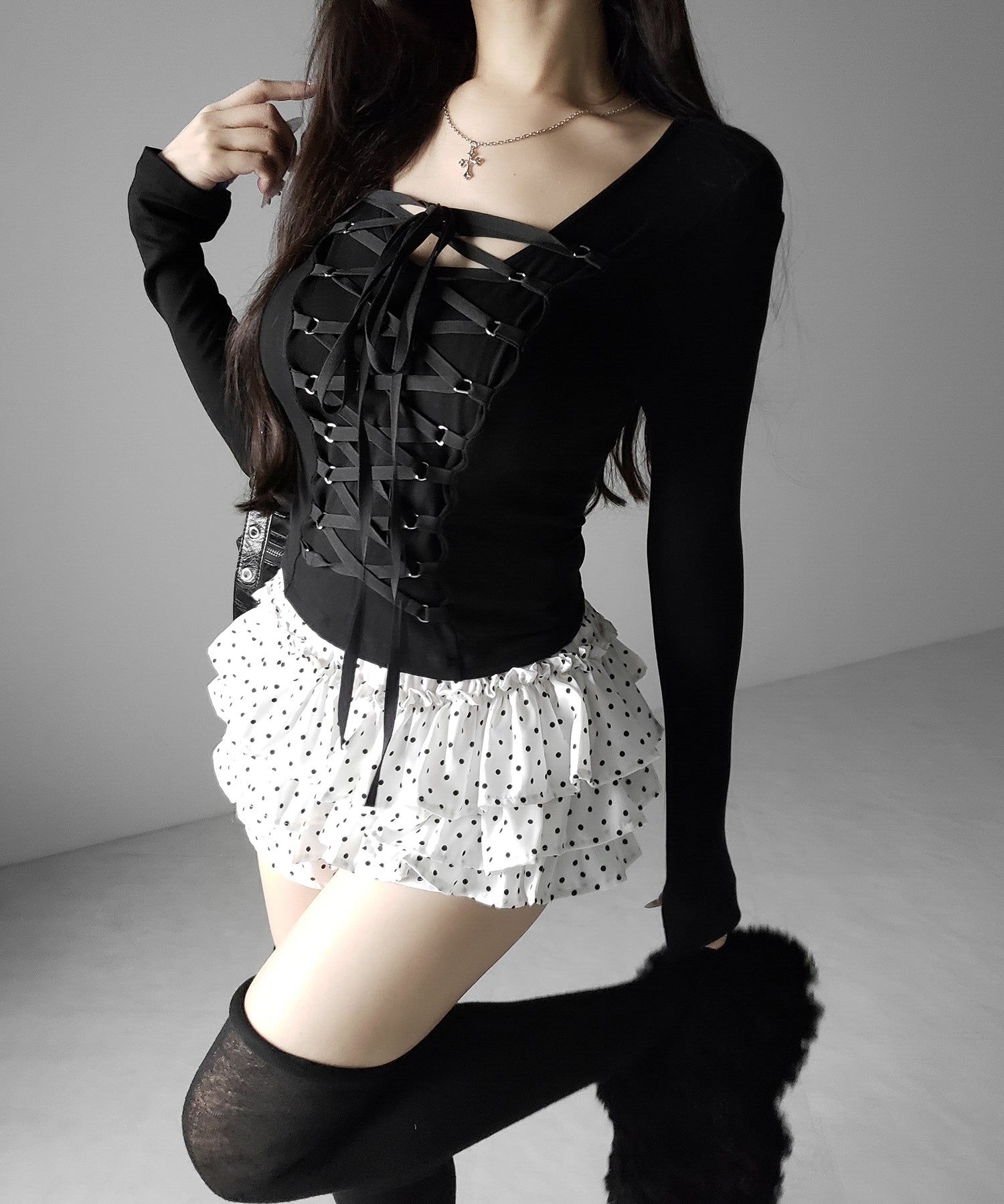 ティアードフリルドットショートパンツ / tiered frill dot short pants