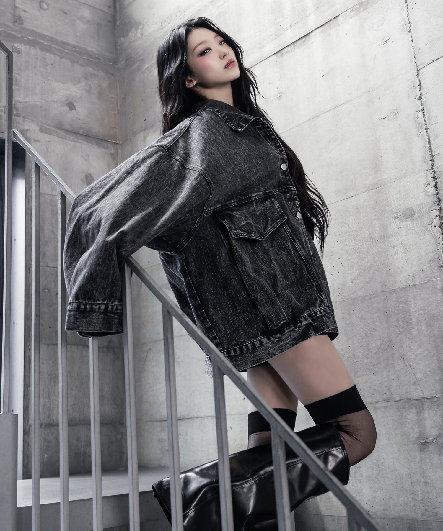 【 デニムセットアップ着用可能 】ヴィンテージケミカルブリーチボーイフレンドデニムジャケット / vintage chemical bleach boyfriend denim jacket
