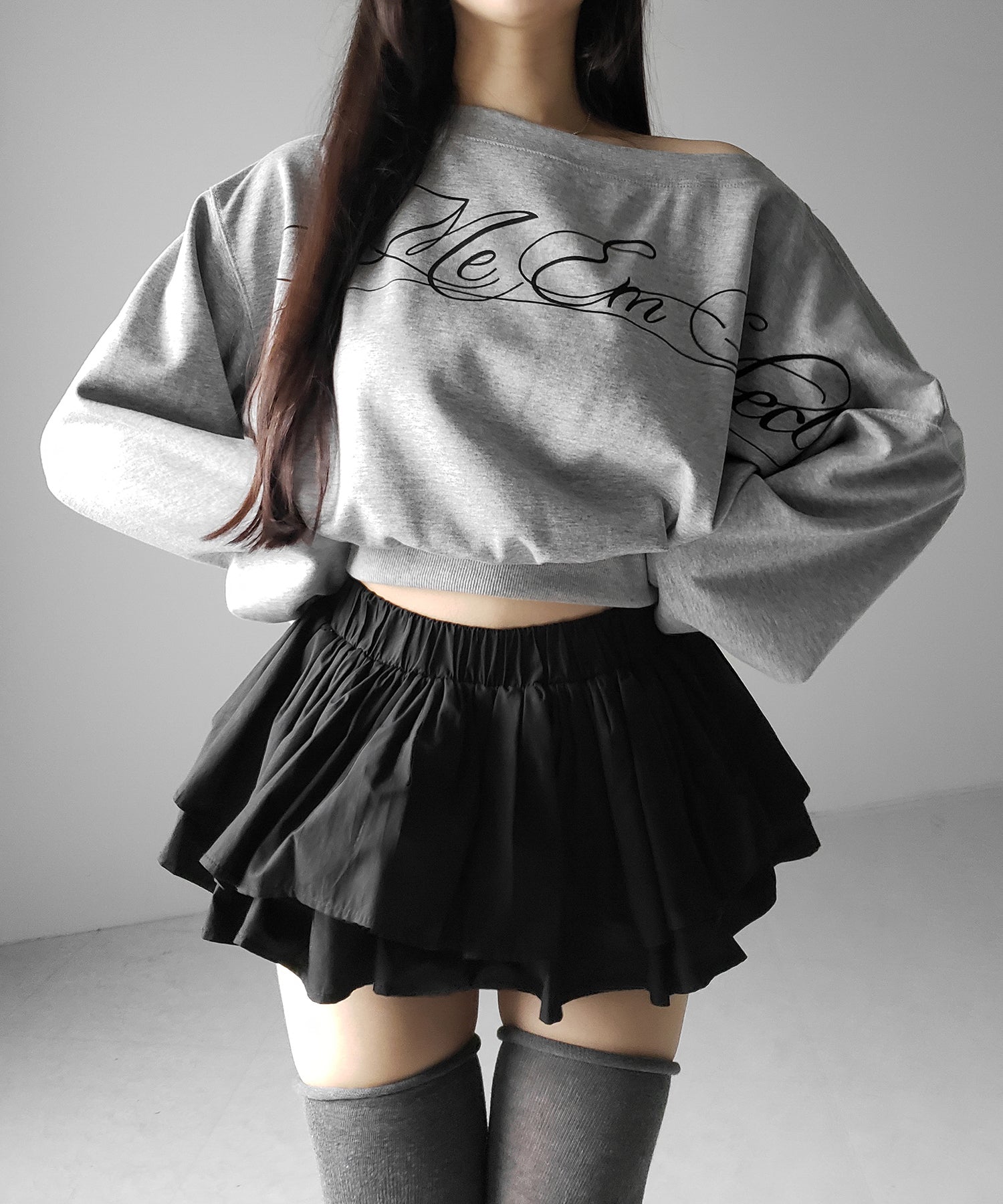 【 インパン裏地付 】ボリュームフレアコットンミニスカート / volume flare cotton mini skirt