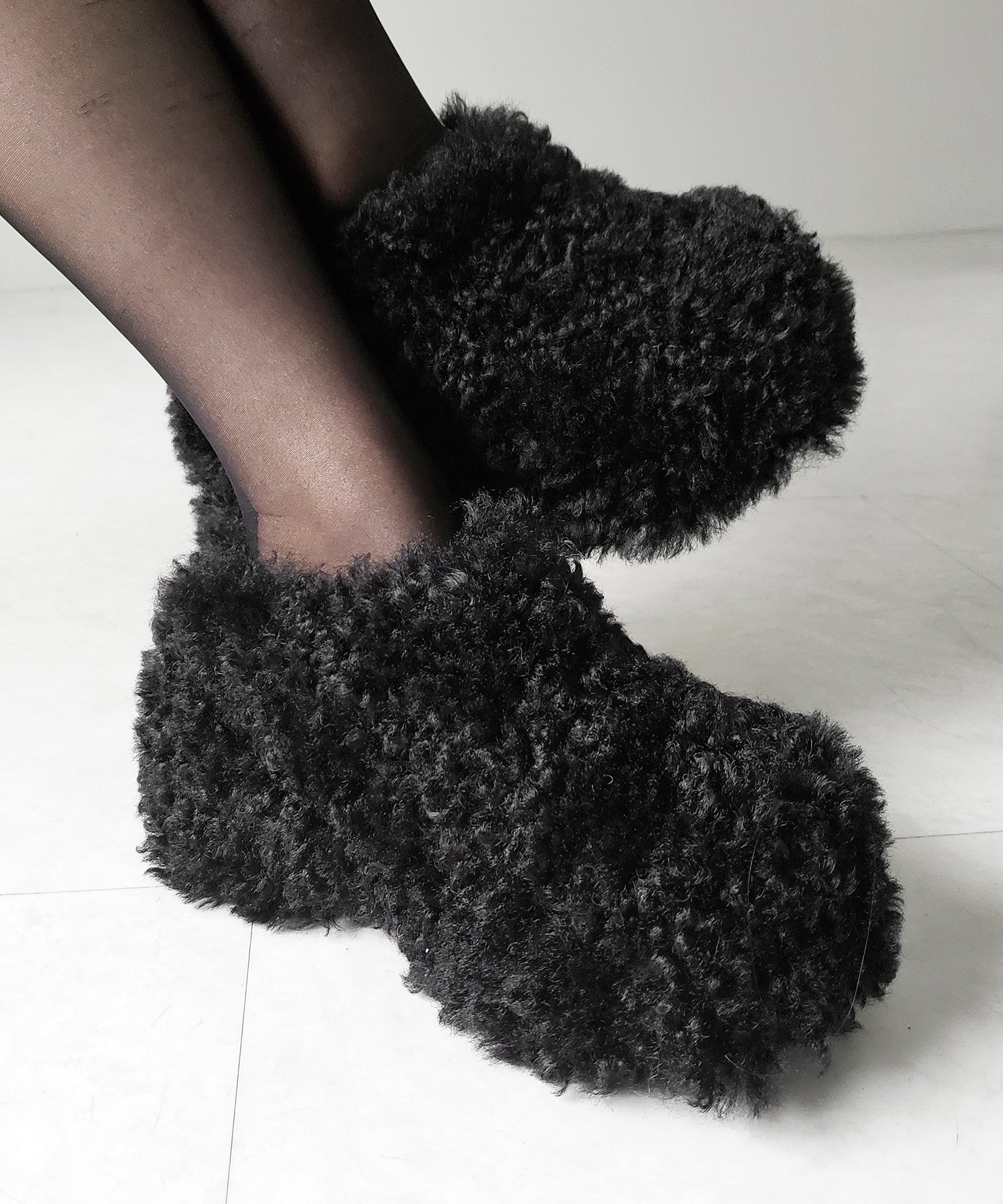 厚底テディボアサボサンダル / platform teddy boa sabo sandals