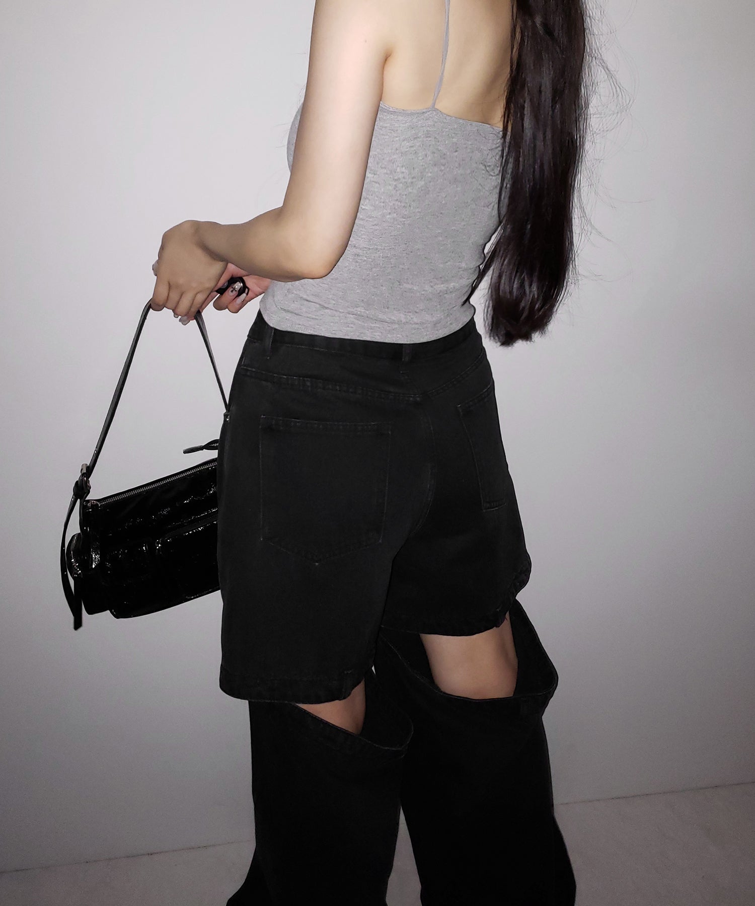 【 3color 】レース切替スクエアクロップドキャミソール / Lace switched square cropped camisole