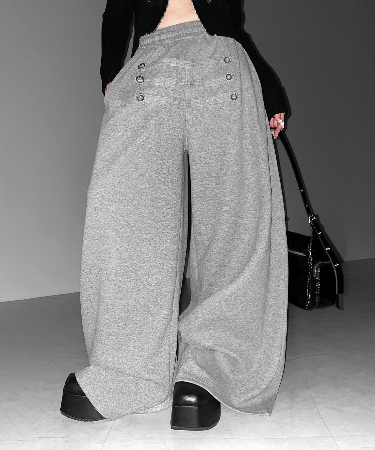 【 微起毛 】ナポレオンデザインボリュームワイドパンツ / napoleon design volume wide pants