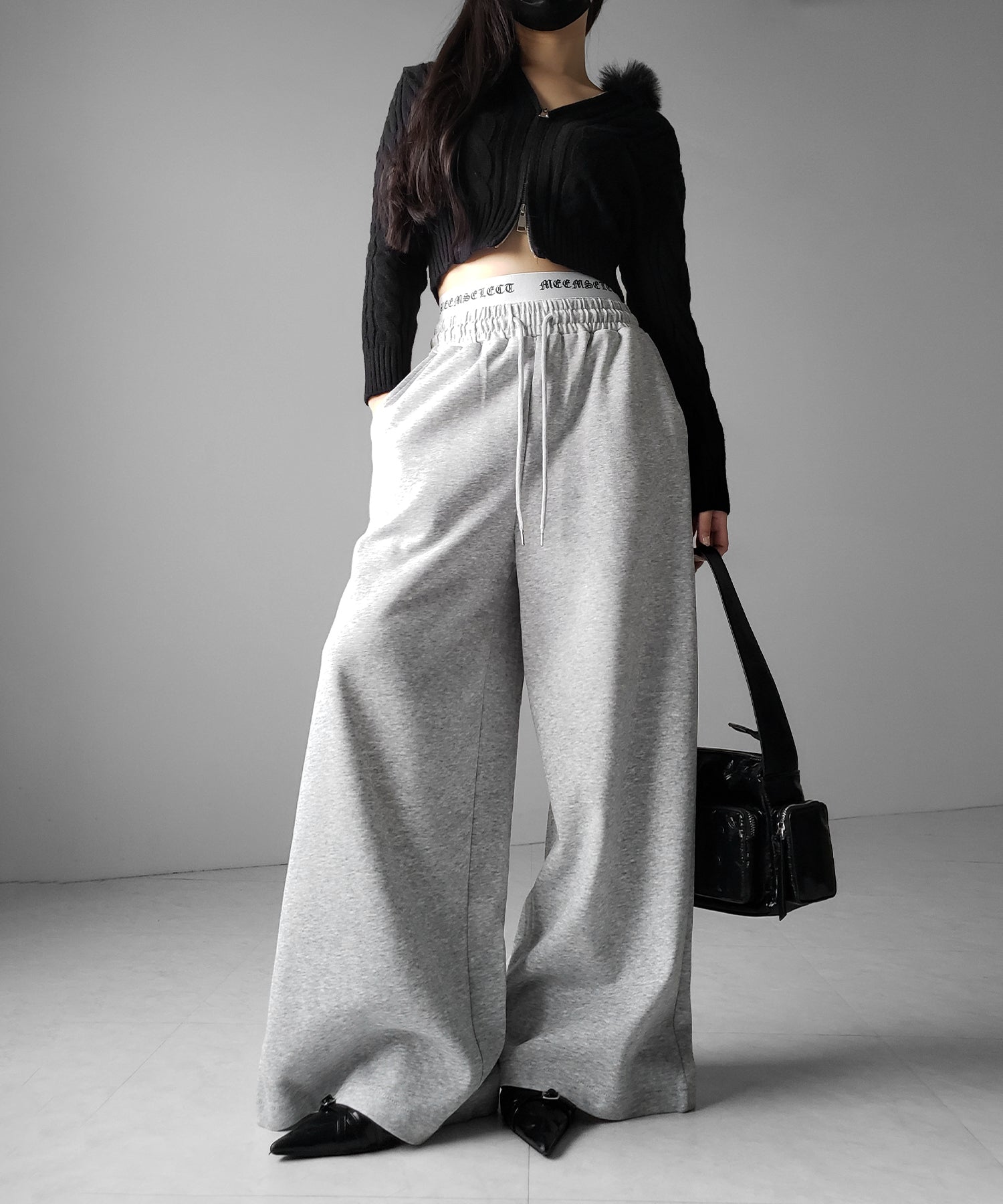 ウエストグランジロゴスウェットワイドパンツ / waist grunge logo sweat wide pants