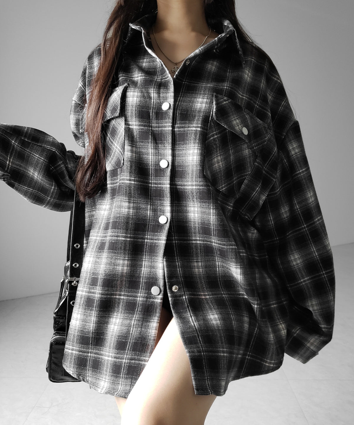 ブラックチェックオーバーフランネルシャツ / black check over flannel shirts