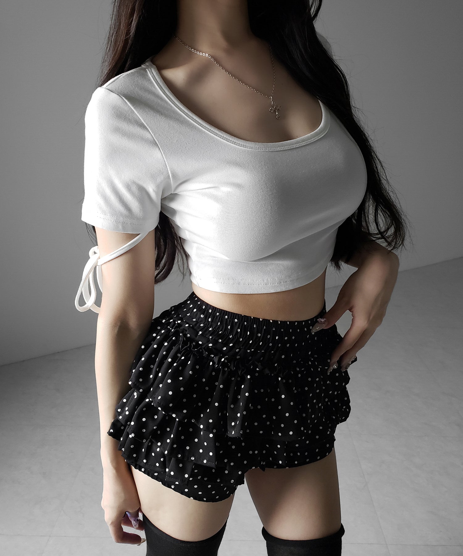 ティアードフリルドットショートパンツ / tiered frill dot short pants
