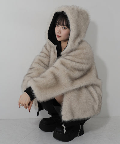 【 リバーシブル2WAY】ビッグフーディボリュームフェイクファーブルゾン / Reversible big hoodie volume fake fur blouson