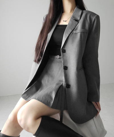 【 セットアップ 】オーバーサイズテーラードジャケット & ハイウエストミニスカパン SET / oversize tailored jacket & high waist mini skirt pants SET