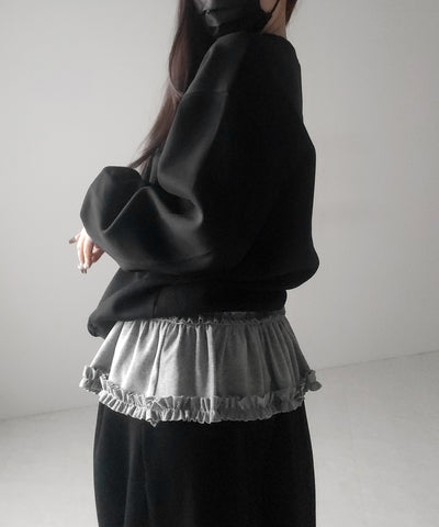 裾フリルレイヤード長袖トップス / hem frill layered long sleeve tops
