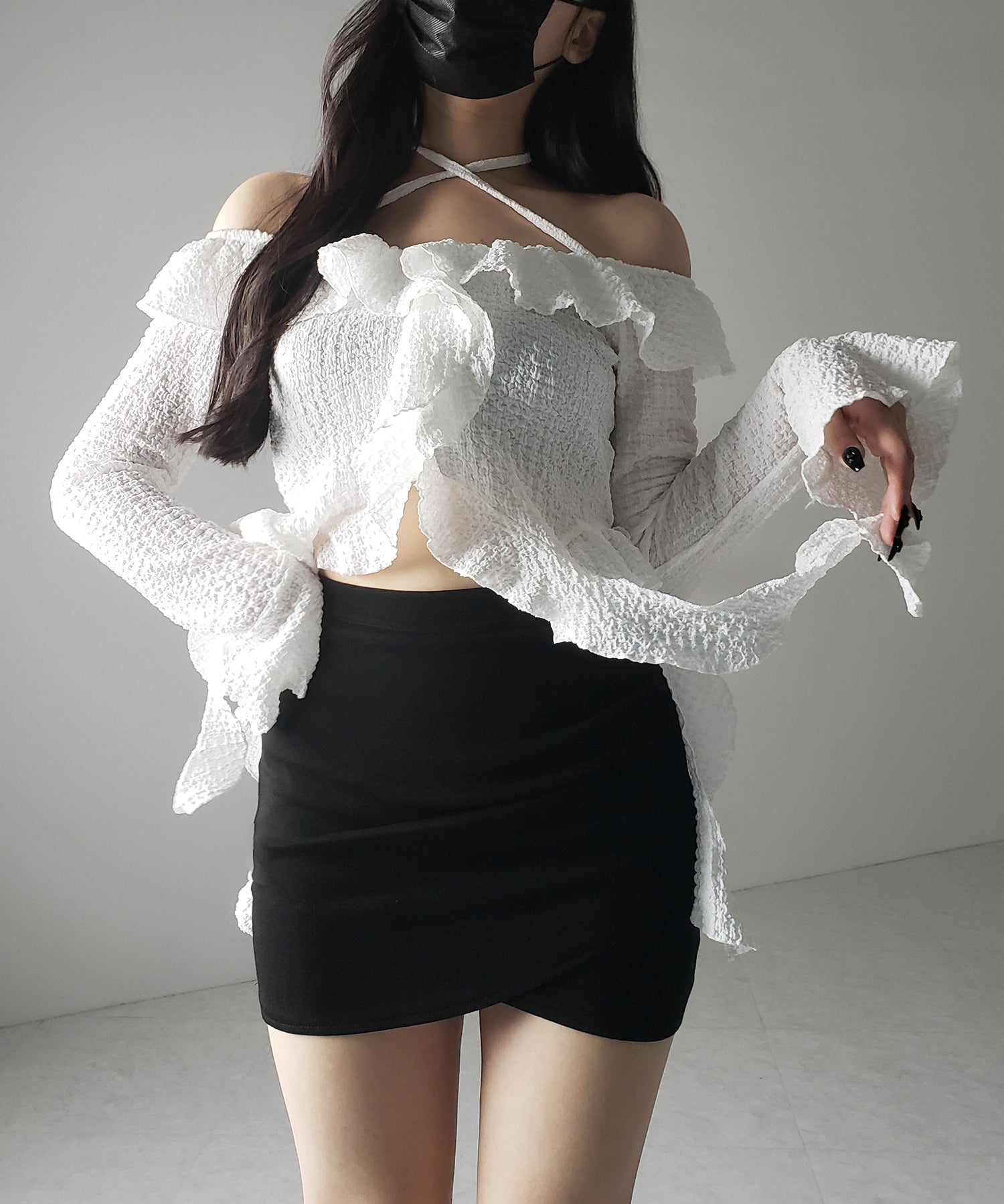 【 インパン裏地付 】サイドタックギャザータイトミニスカート /side tuck gather tight mini skirt