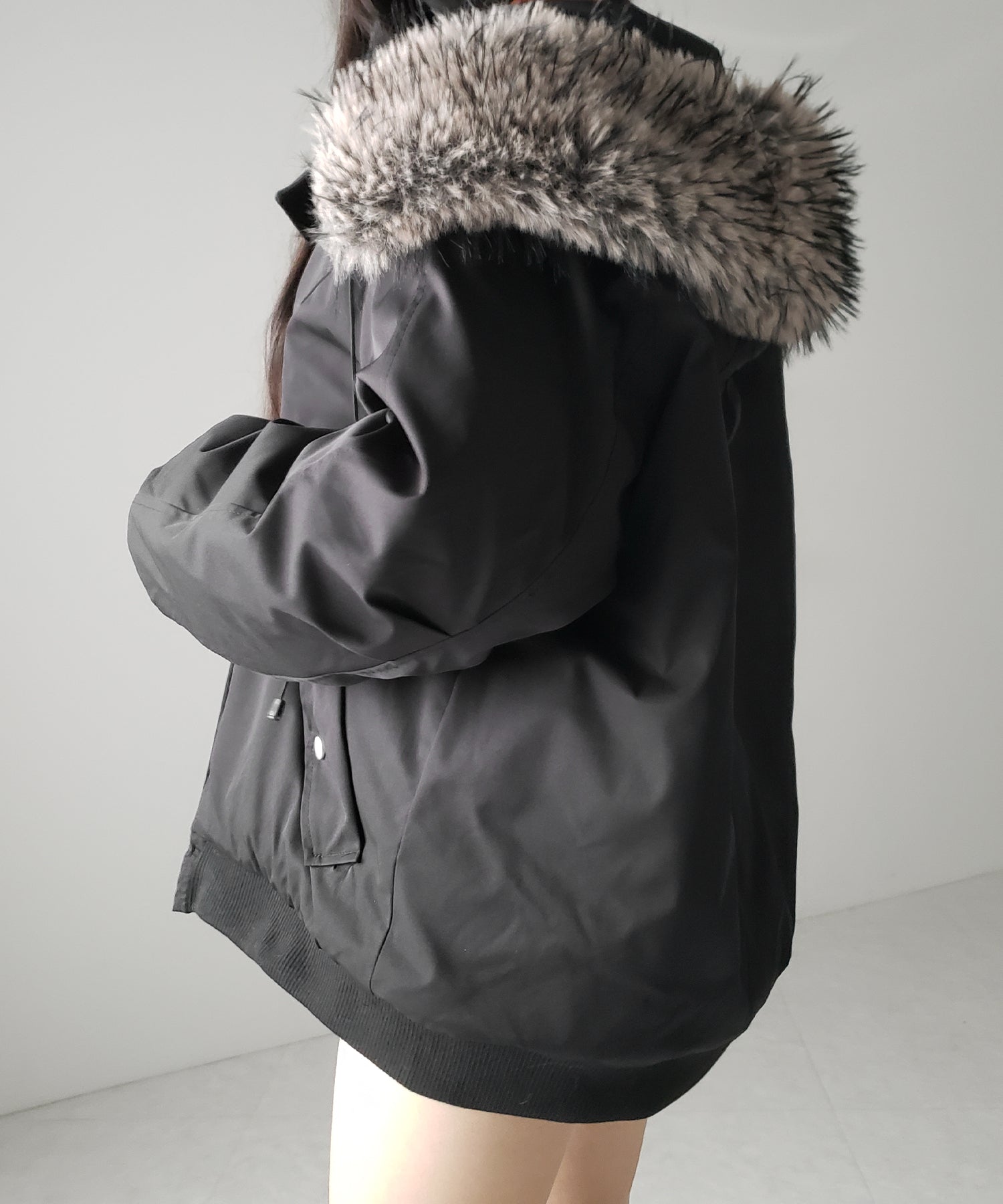 フェイクファーフーディビッグダウンジャケット / fake fur hoodie big down jacket