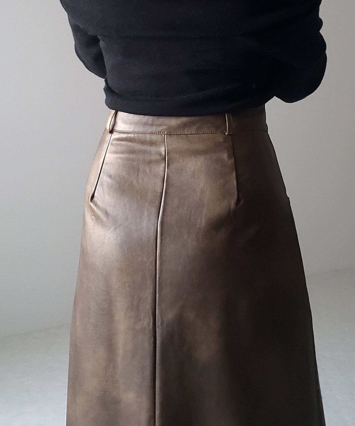 【 3color / 3size 】フロントスリットヴィンテージフェイクレザースカート