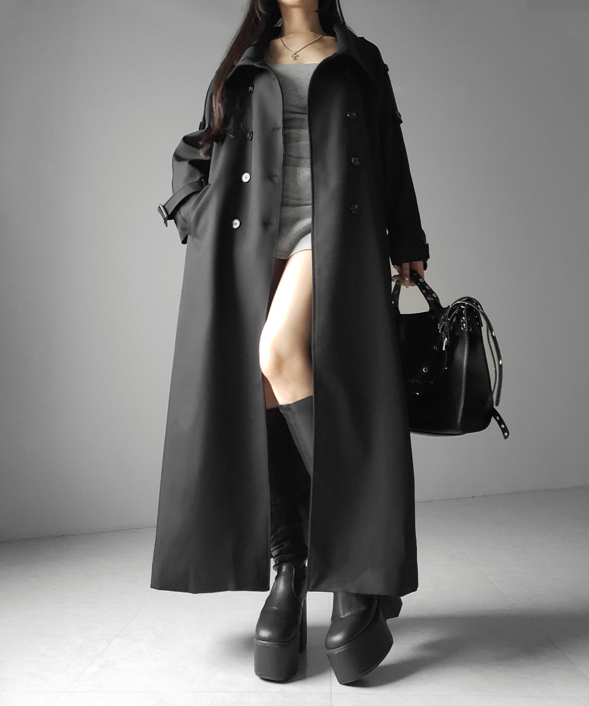 2WAYスタンドカラーオーバーロングトレンチコート / 2WAY stand collar over long trench coat