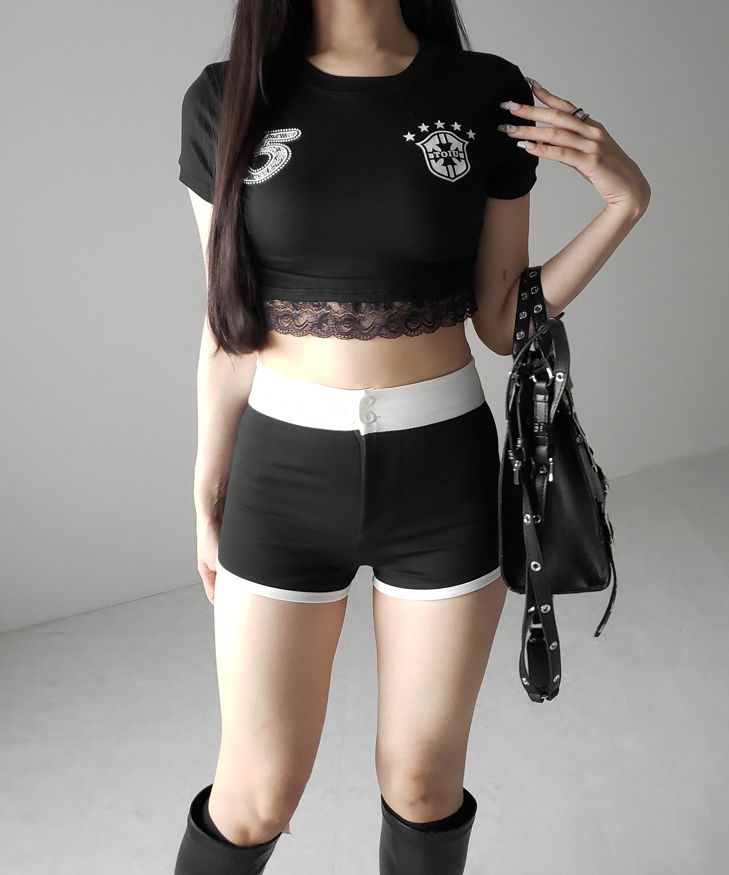 【 2color /2size 】バイカラーマイクロミニスパンショートパンツ / bicolor micro mini span short pants