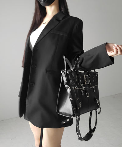 【 セットアップ 】オーバーサイズテーラードジャケット & ハイウエストミニスカパン SET / oversize tailored jacket & high waist mini skirt pants SET
