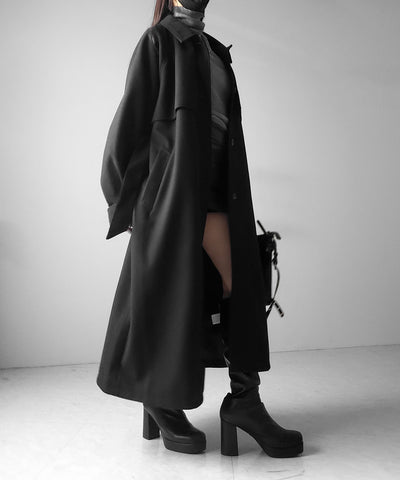 【 ウエストマークベルトSET 】2WAY ステンカラーレディメルトンロングコート / 2WAY soutien collar lady melton long coat