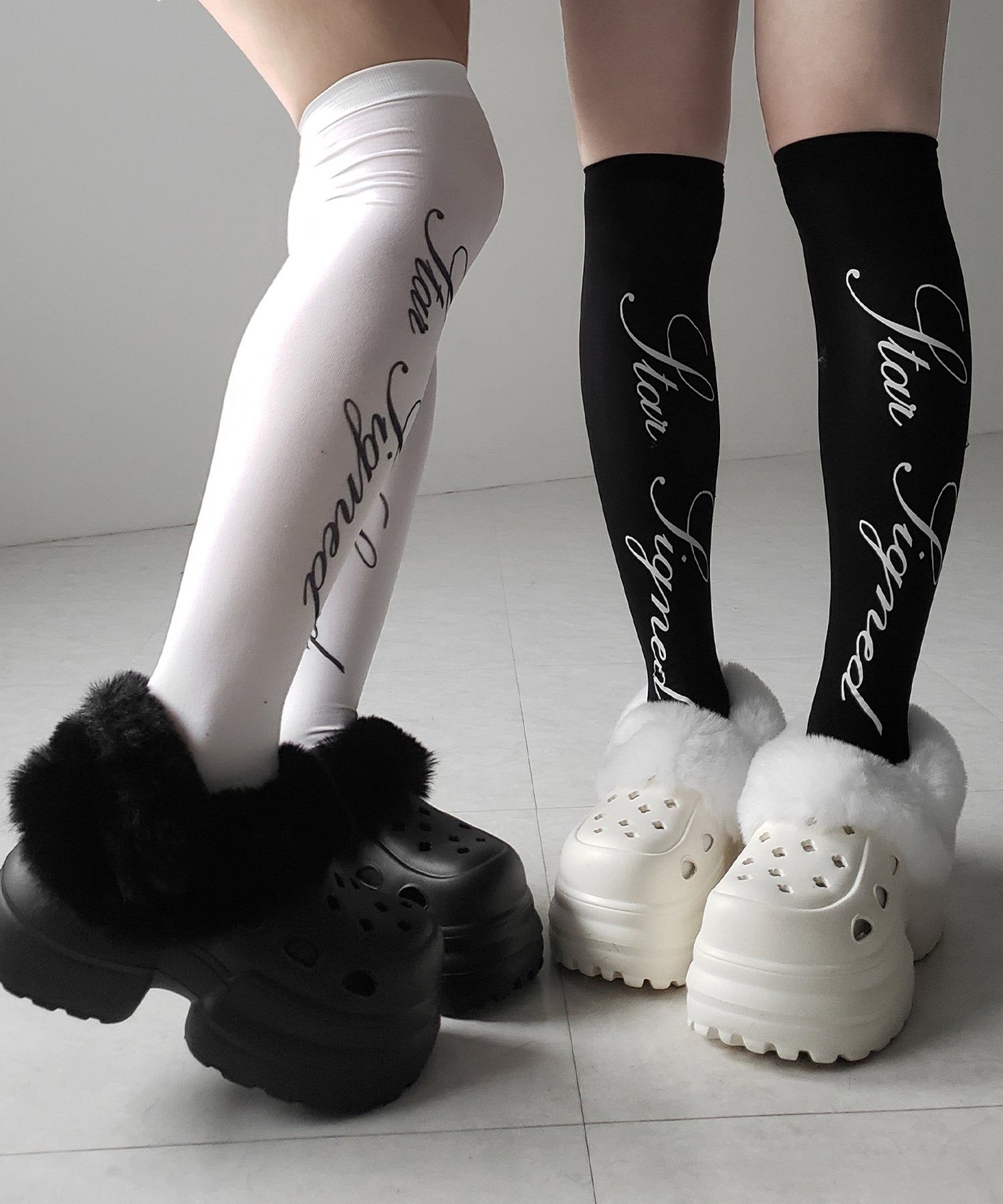 フェイクファー厚底クロッグサンダル / Fake fur platform clog sandals