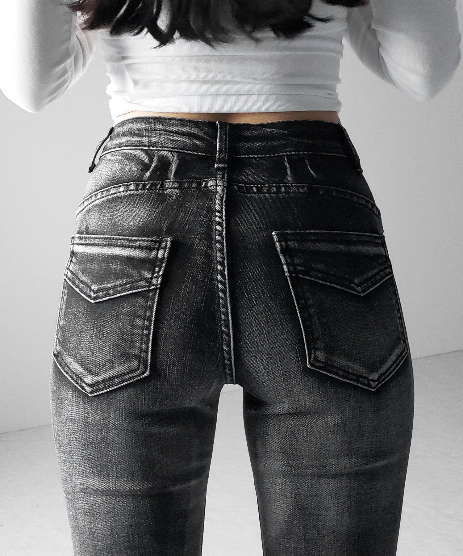 ヴィンテージライクフリンジストレッチフレアデニム / Vintage-like fringe stretch flare denim